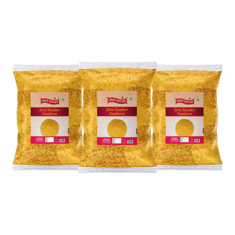 Image of OKHLI MUSAL BRAND Nylon Sev Smooth Slims Crispy Taste Namkeen | Zero Number Namkeen Sev | Ghar Jaisi Hi Namkeen | Healthy Snacks | Every Day Chaat Snacks Namken | Traditional Indian Snacks-250g*3Pack