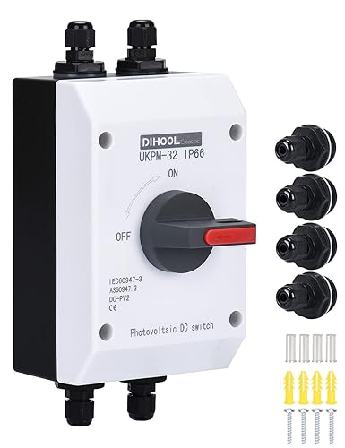 Miniatura 9 de DIHOOL Interruptor de desconexión solar de 32 amperios DC1200V aislador con carcasa impermeable IP66 para paneles solares, baterías, vehículos