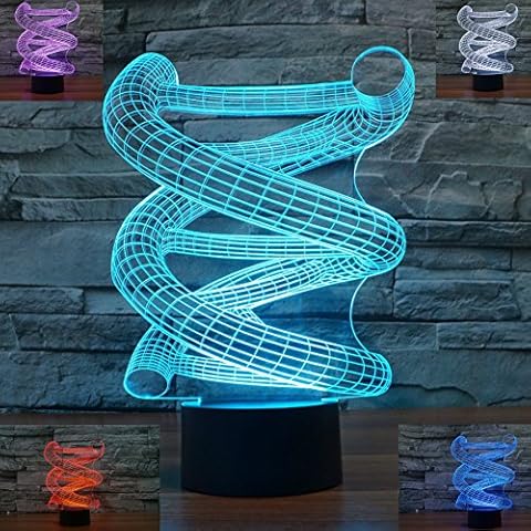 SUPERNIUDB 3D DNA Abstract Night Light 7 Color Change LED Table Lamp Xmas Toy Gift Cover
