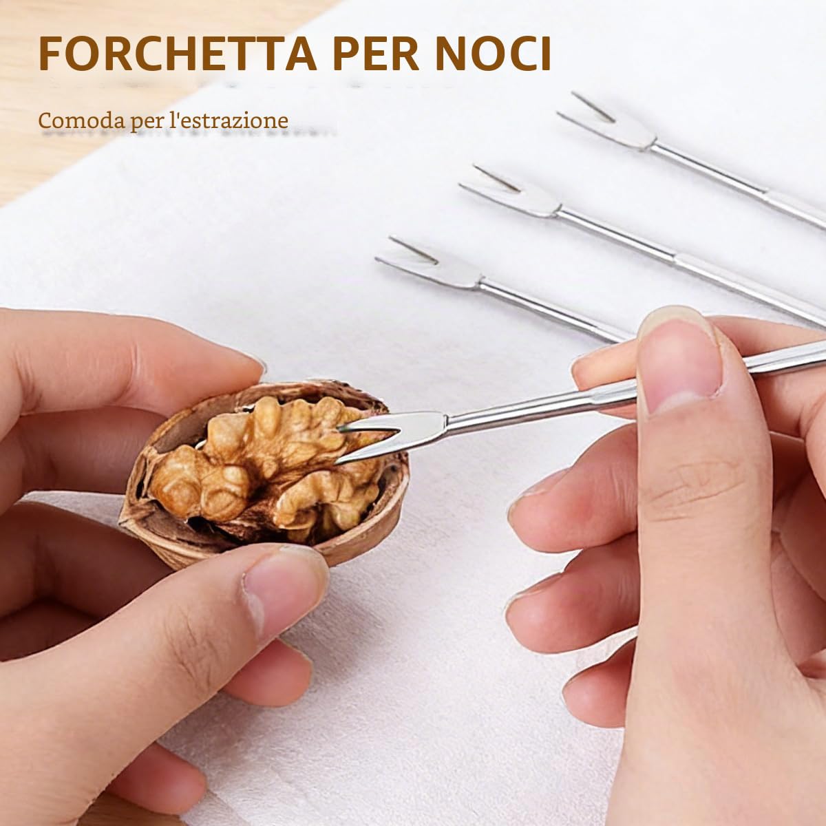 OctBird Schiaccia Noci e Mandorle Nut Sheller Tool, Schiaccia Olive in Legno, Schiaccianoci Antiscivolo Acciaio Inox Multifunzione Nut Sheller Tool, con 3 Aghi per Noci e 3 Spazzole