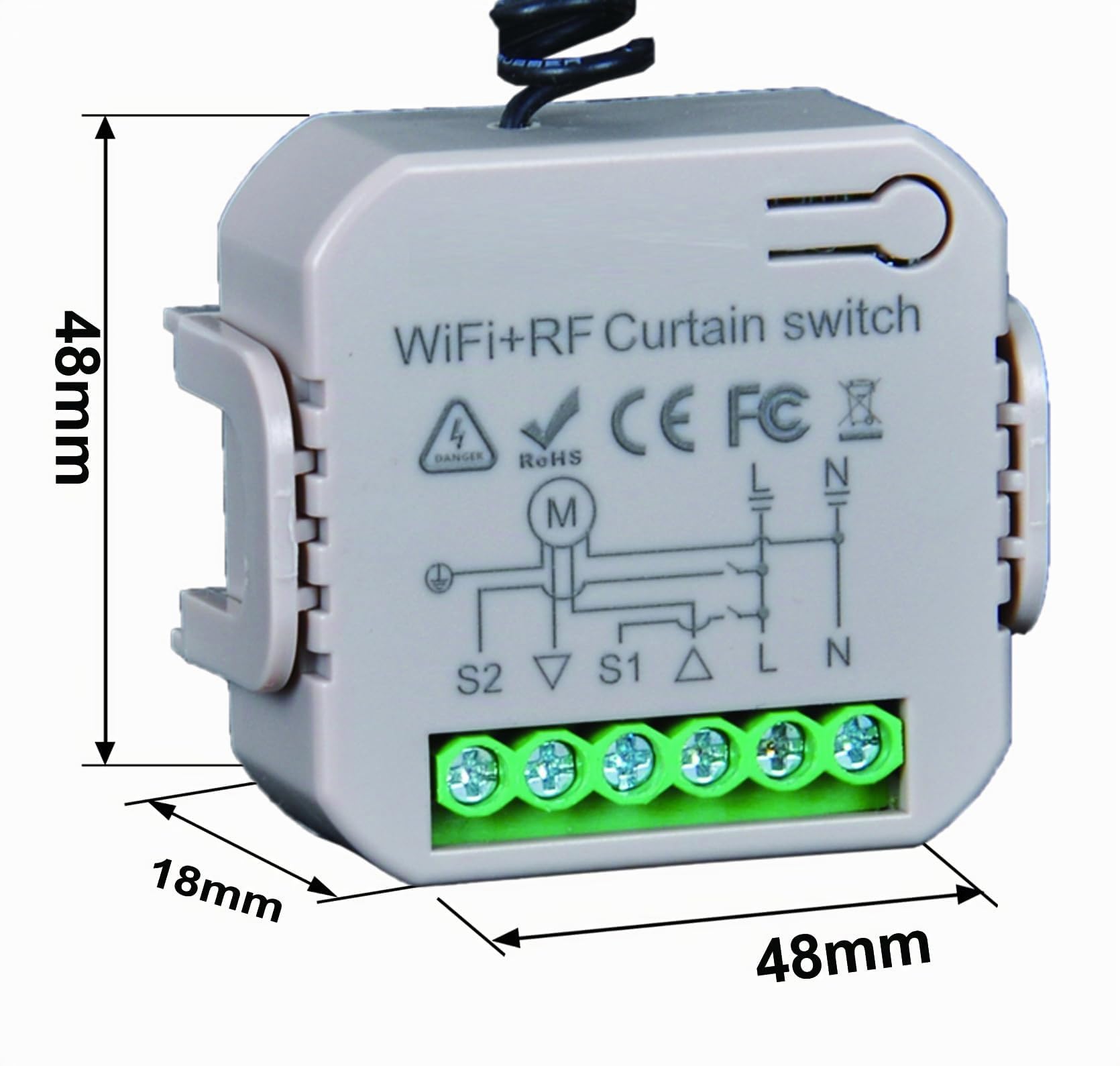 Interruttore Tapparelle RF+WiFi Switch per Tenda, Relè Modulo Comando Smart per Tapparelle Elettriche, Controllo App Smart Life, Comando Vocale Alexa