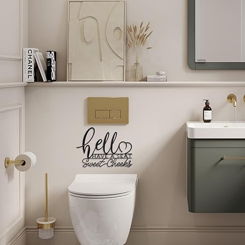 Miniatura 3 de OYEFLY Hello Sweet Cheeks - Decoración de pared de metal para baño, letrero de metal (negro)