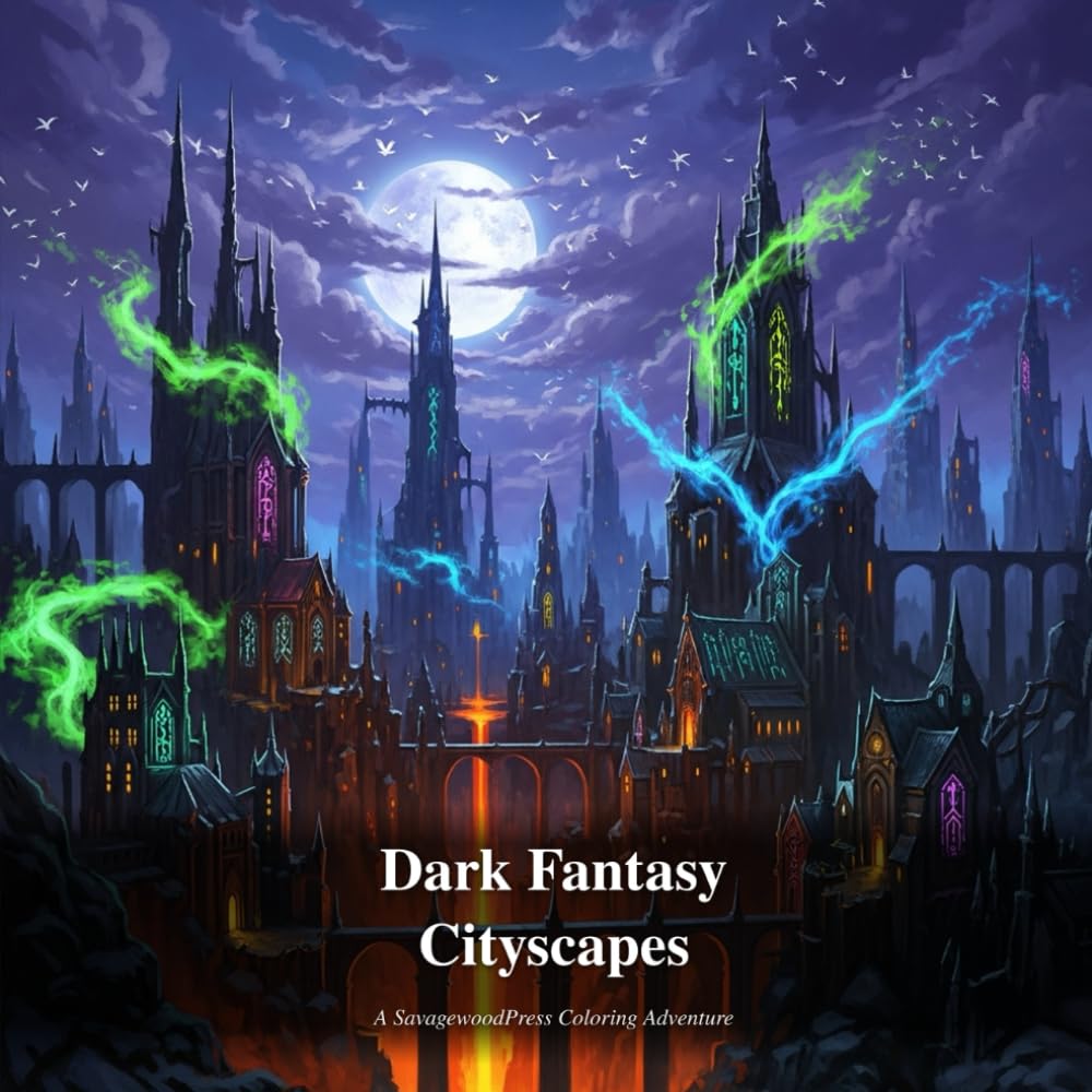 Dark Fantasy Cityscapes Coloring Book: Mystical Realms, Gothic Architecture & Epic Worlds to Color: Journey Through 40 Unique Pages of Mystical Gothic ... Worlds for Stress Relief and Creative Escape