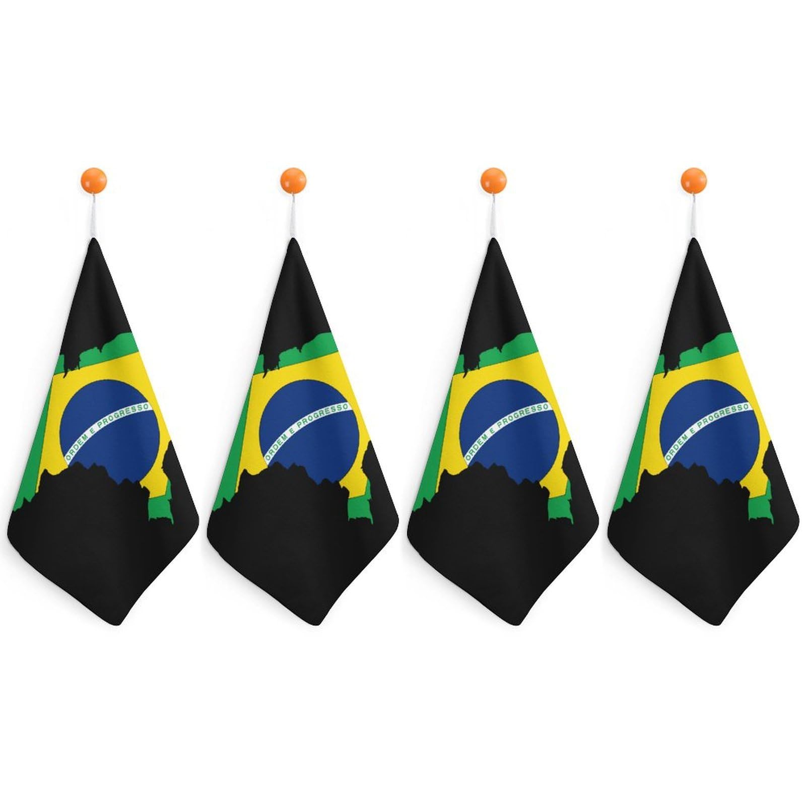 TXFBTRFSA Flag of Brazil Map Hand Towels with Hanging Loop Kitchen Towel Handkerchiefs Cleaning Cloths
