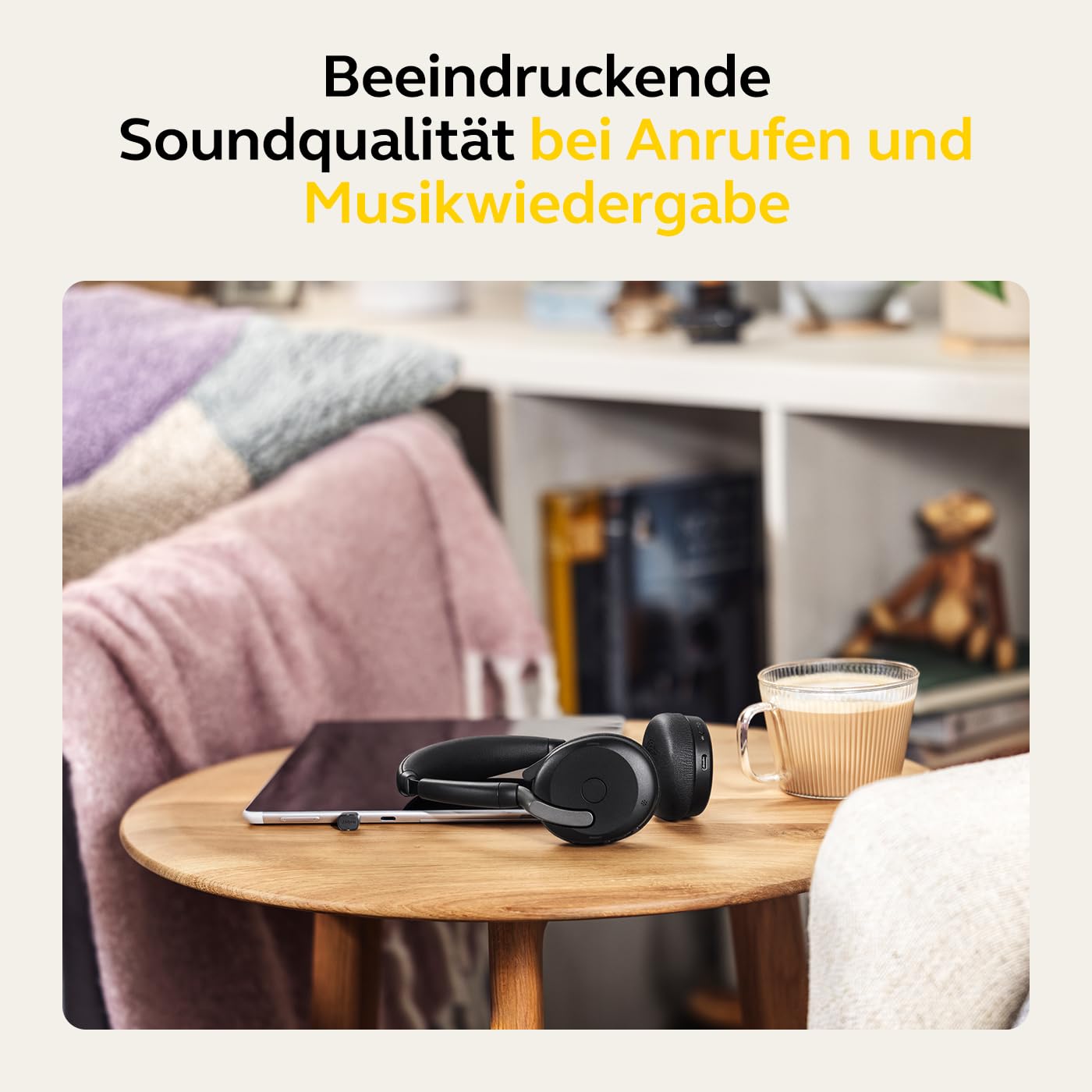 Jabra Evolve2 65 Flex - Stereo-Bluetooth-Headset mit Wireless-Charging-Pad, geräuschunterdrückender Jabra ClearVoice Technologie und hybrider ANC - für MS Teams zertifiziert - Schwarz
