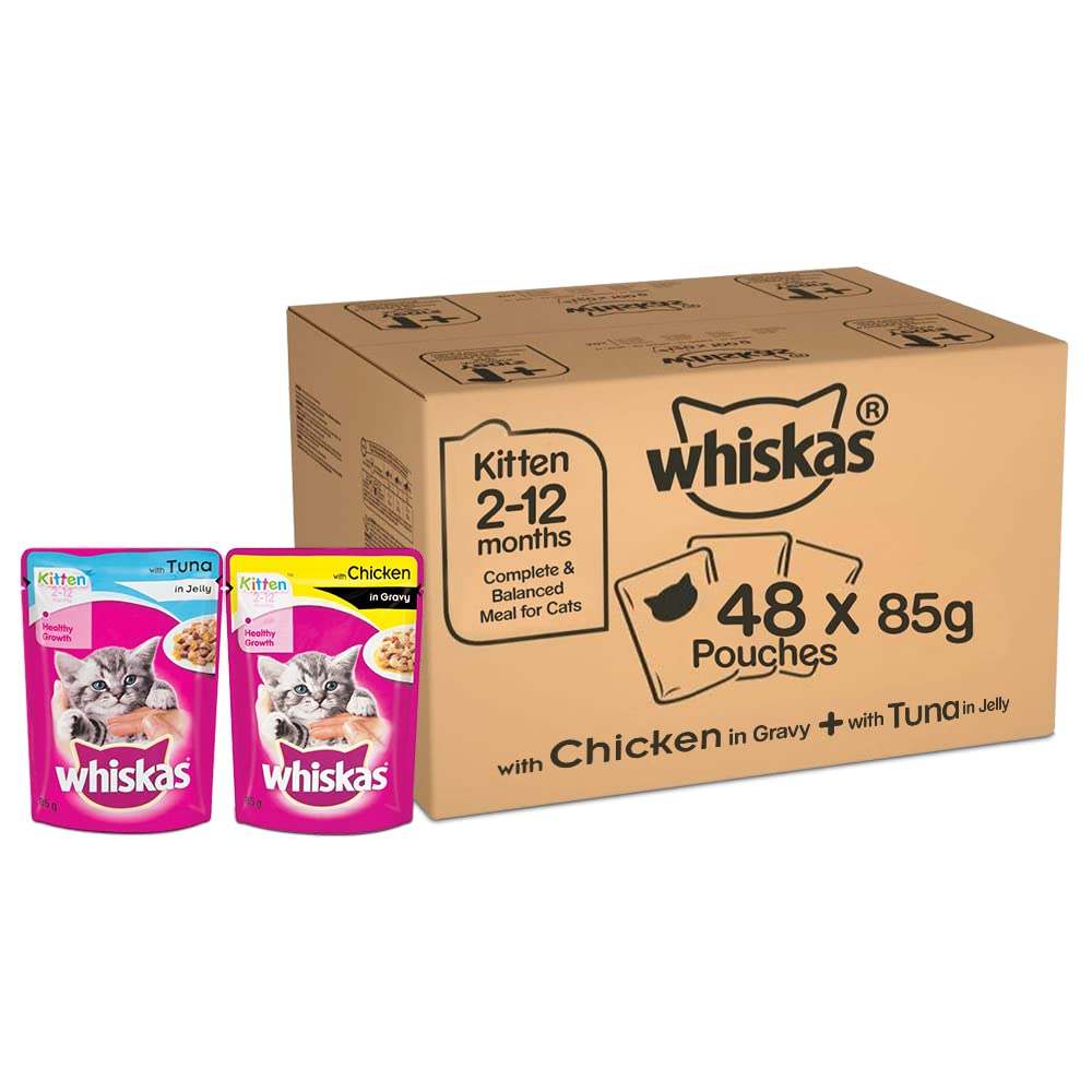 Whiskas Kitten (2-12 Months) Wet Cat Food, Tuna in Jelly Flavour, 6 x 85 g Pouches