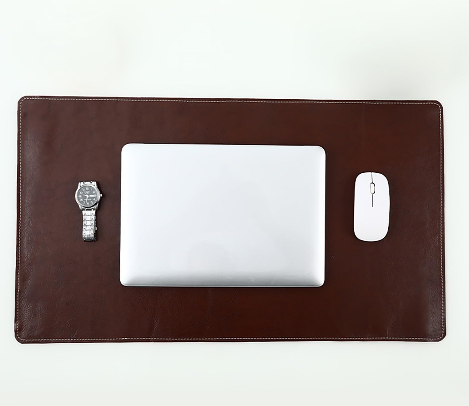 Große rutschfeste Schreibtischunterlage, Mauspad aus echtem Leder, wasserdichte Tischunterlage für Büro und Zuhause(Coffee,90x40cm)