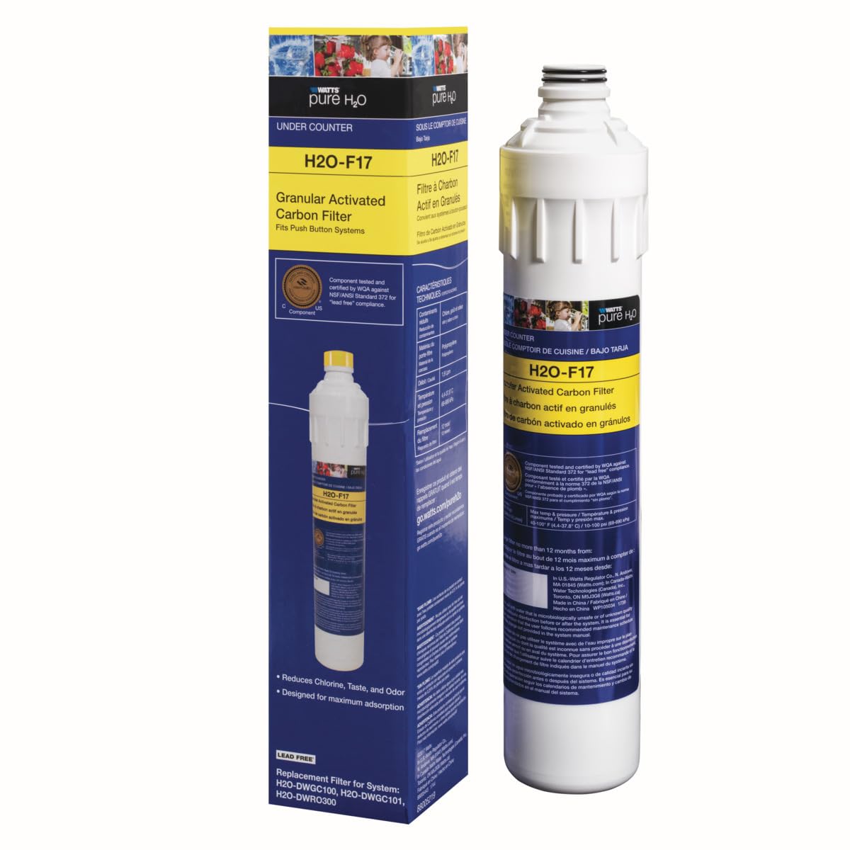Watts Premier H2O-F17 Pure H2O GAC Carbon Filter Replacement for H2O-DWGC100 H2O-DWGC101 H2O-DWRO300 Under Counter Water Filtration Systems — view 5