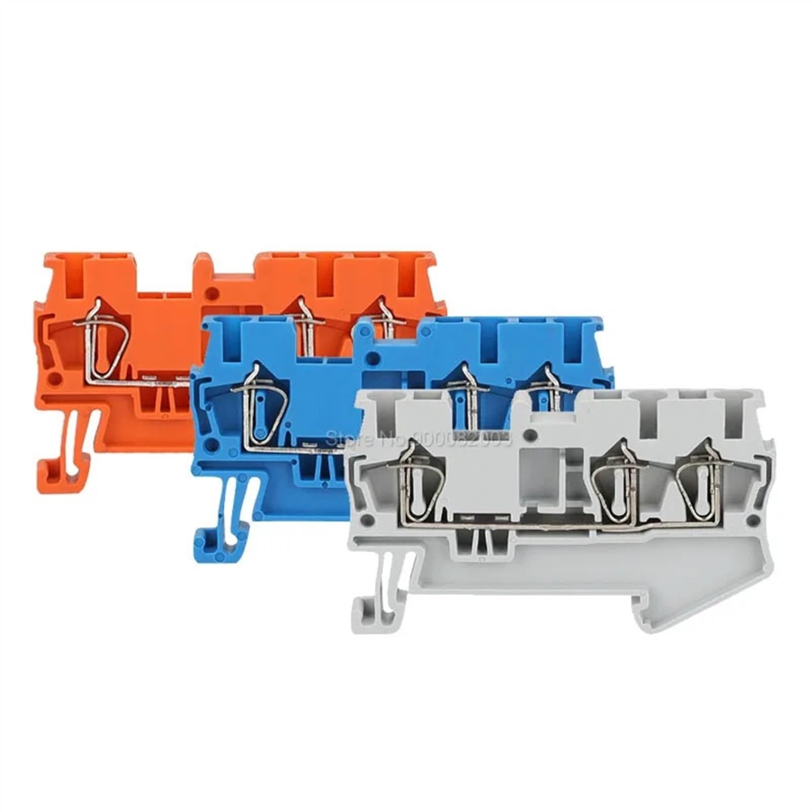 10 pezzi ST2.5-TW Terminale passante a molla a 3 conduttori 2,5 mm² 28-14 AWG Connettore filo Morsettiera su guida DIN ST 2.5-TWIN(Blue)