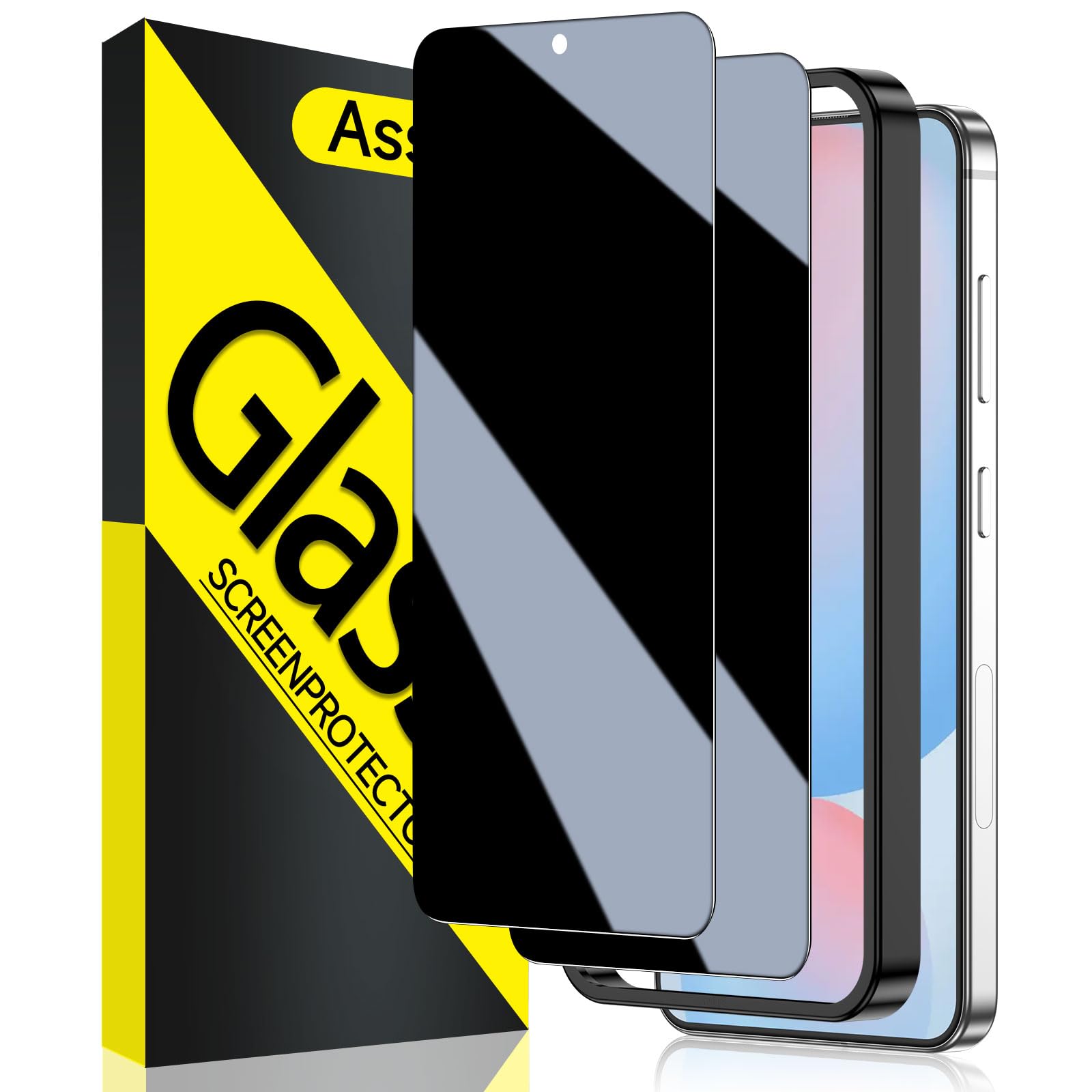 [2 Pack]Asstar Privacy Screen Protector for Samsung Galaxy S24 FE 6.7",9H Tempered Glass Privacy Samsung Galaxy S24 FE Screen Protector,Anti-Scratch