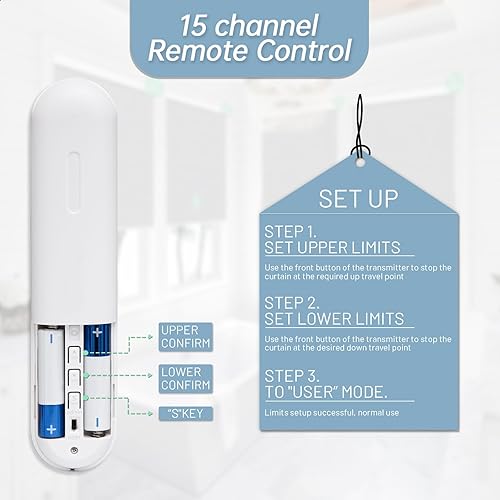 Miniatura 5 de DONGFXK Control remoto de grupo de 15 canales para persianas automáticas, controlador de grupo