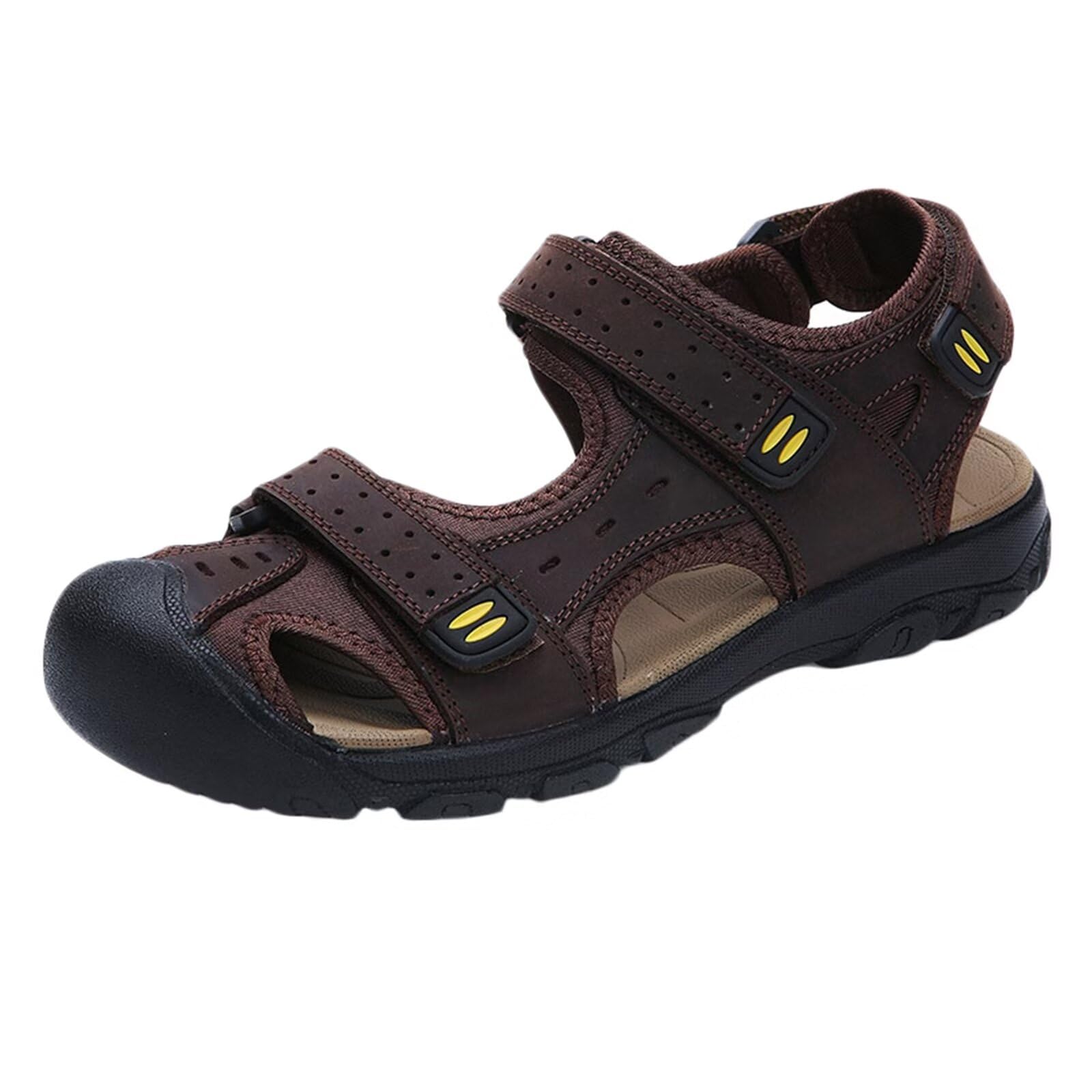 Rivccku Hombre Sandalias Cuero de Verano Hombres Sandalia de Playa Punta Cerrado Sandalias Deportivas Exterior Sandalias de Senderismo Zapatos Verano 38-50