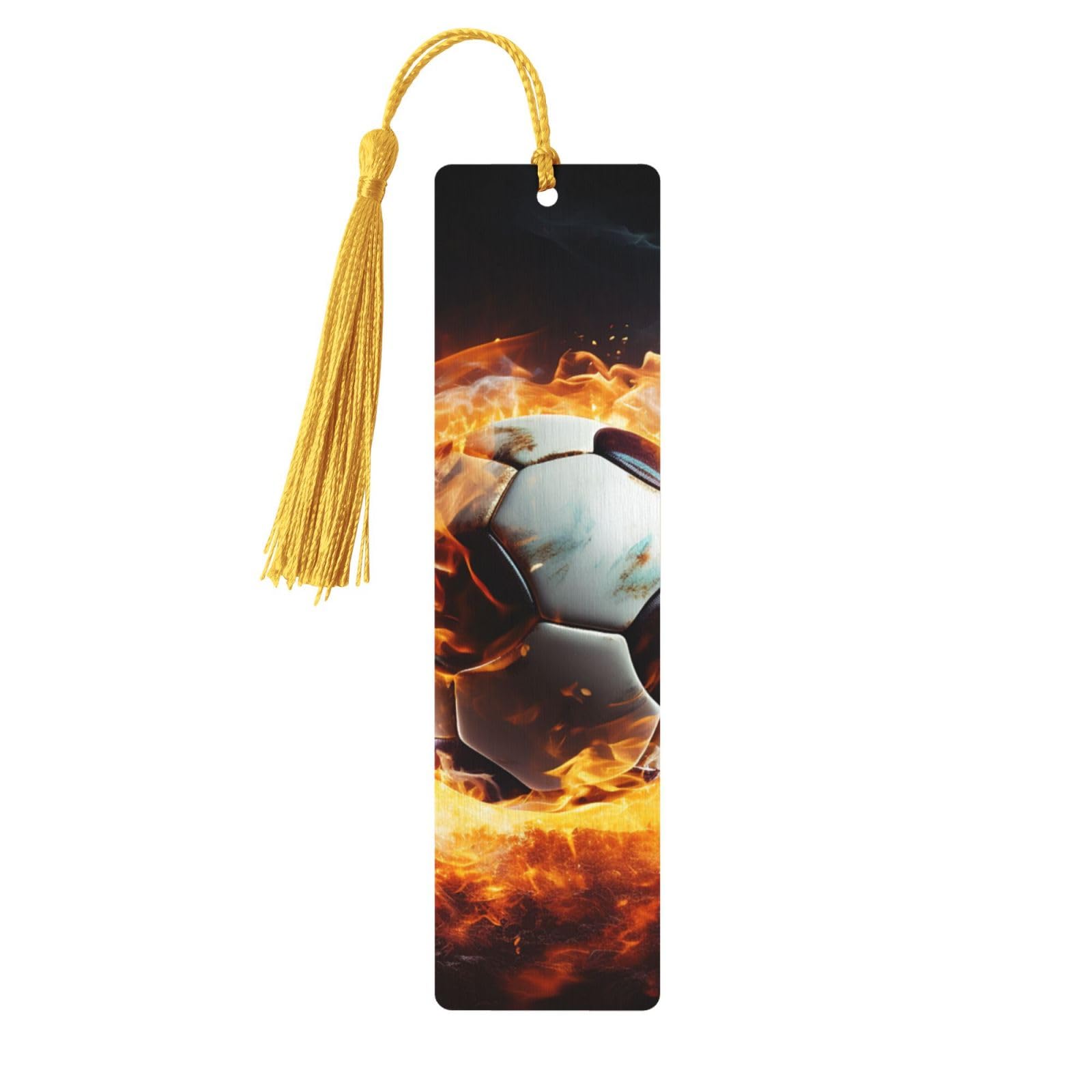Wood Bookmark for Men Women Burning Soccer Ball Wooden Bookmarks Unique Handmade Book Marks with Tassel Pendant Craft Bookmark for Book Lovers