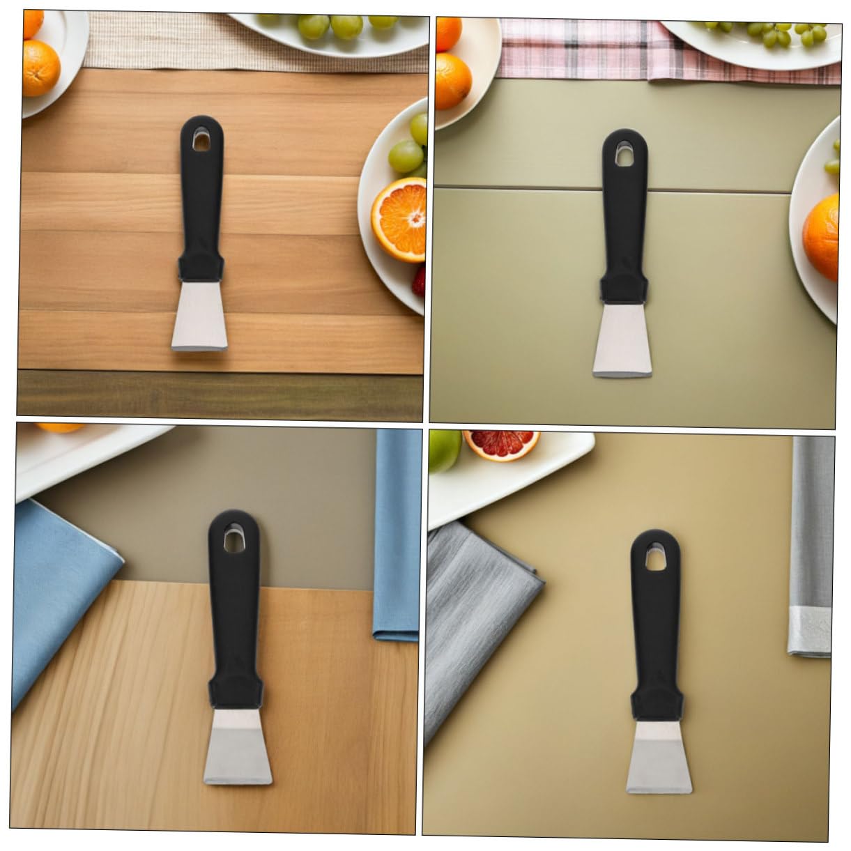 Set di 10 Spatole Raschiatori in Acciaio Inox e Pp Nero | Sbrinamento Frigorifero e Pulizia Cappa, Facile da Pulire, Uso Multifunzione