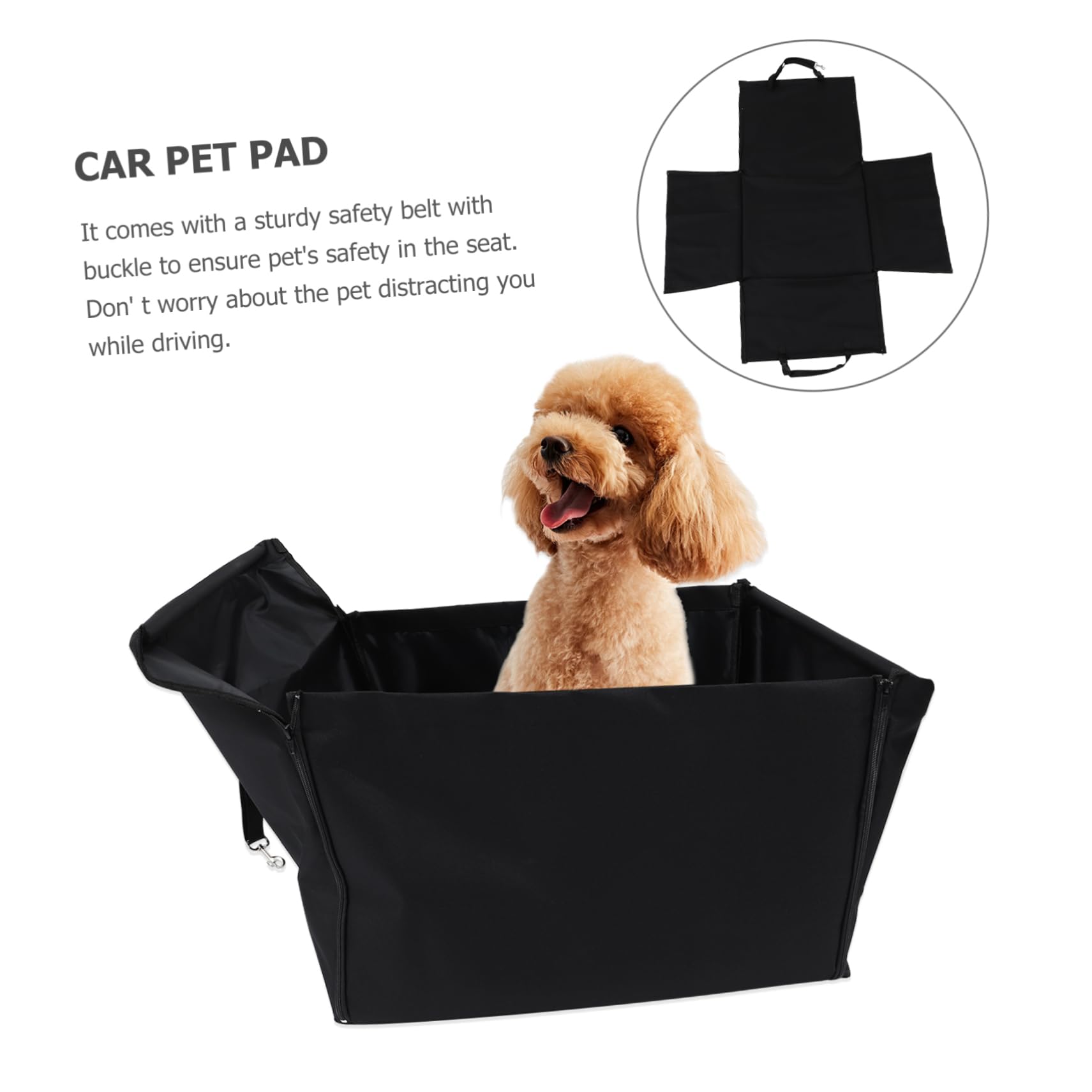 Asiento para Perros y Gatos para Coche Ajustable de Oxford Negro