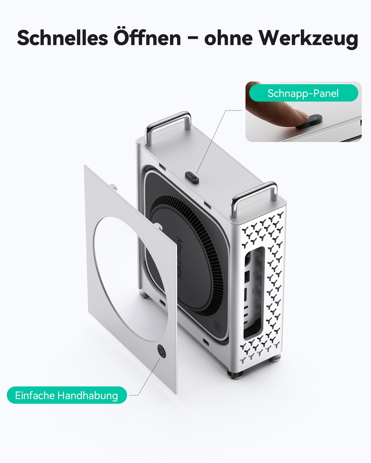 Yottamaster Mac mini M4 Pro Gehäuse, Zubehör für Mac mini M4 Pro, Aluminiumlegierung, Optimierte Wärmeableitung, Tragbarer Kratz- und Stoßschutz