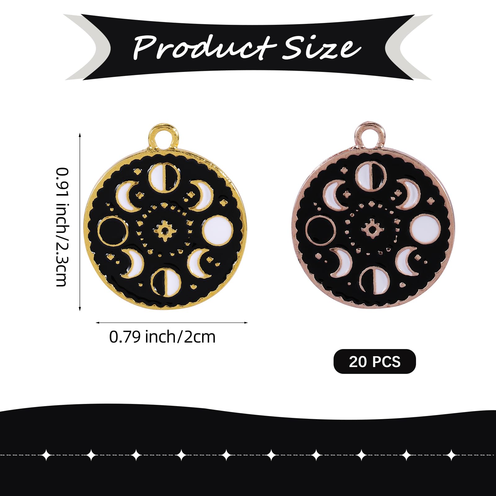 COGCHARGER 20Pcs Moon Phase Charms Alloy Enamel Charms Pendants Flat Round with Moon Charms for Jewelry Bracelets Necklace Earrings Making DIY Craft Supplies - Image 2