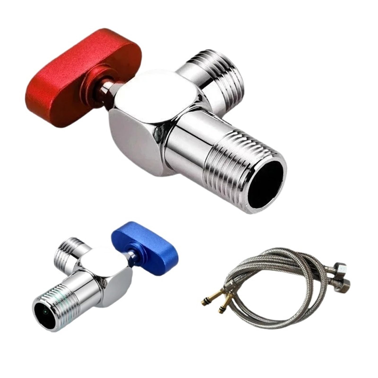 Copper Alloy High Flow Full Ball Core G1/2 Angle Valve Hot Cold Water Inlet Valve for Water Heater Faucet(Silver Suit)