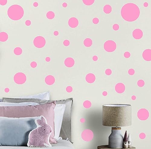 Miniatura 2 de Calcomanías de pared de lunares, calcomanías de decoración de pared, puntos de pared, calcomanías de vinilo para habitación (rosa)