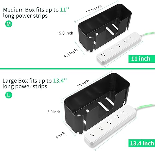 Miniatura 4 de Caja organizadora de cables, organizador de cables para regletas de alimentación, protector de sobretensiones, cable de extensión y gestión de