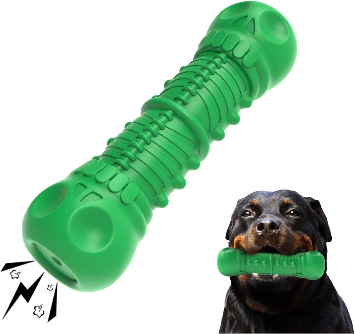 Dog Chew Toys for Aggressive Chewers , Large Breed Indestructible Tough Durable Dog Toothbrush Toys ,100% Natural Rubber for Medium…