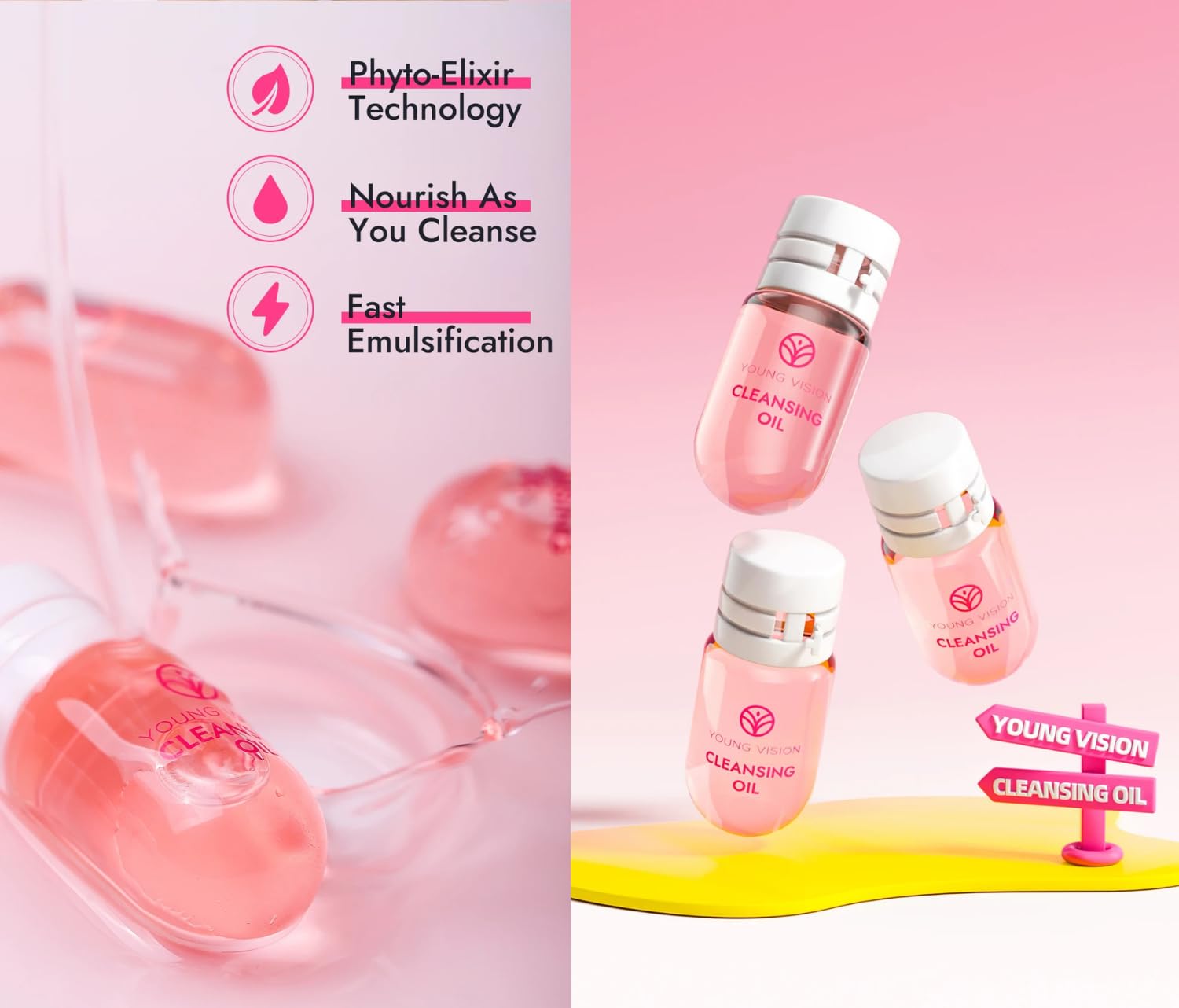 SHOPVILLA 10Pcs Cleansing Oil, Makeup Remover Oil Cleanser, Face Wash, Cleanser Oily Skin, Makeup Remover, Men & Women, Removes Waterproof Makeup, Spf 