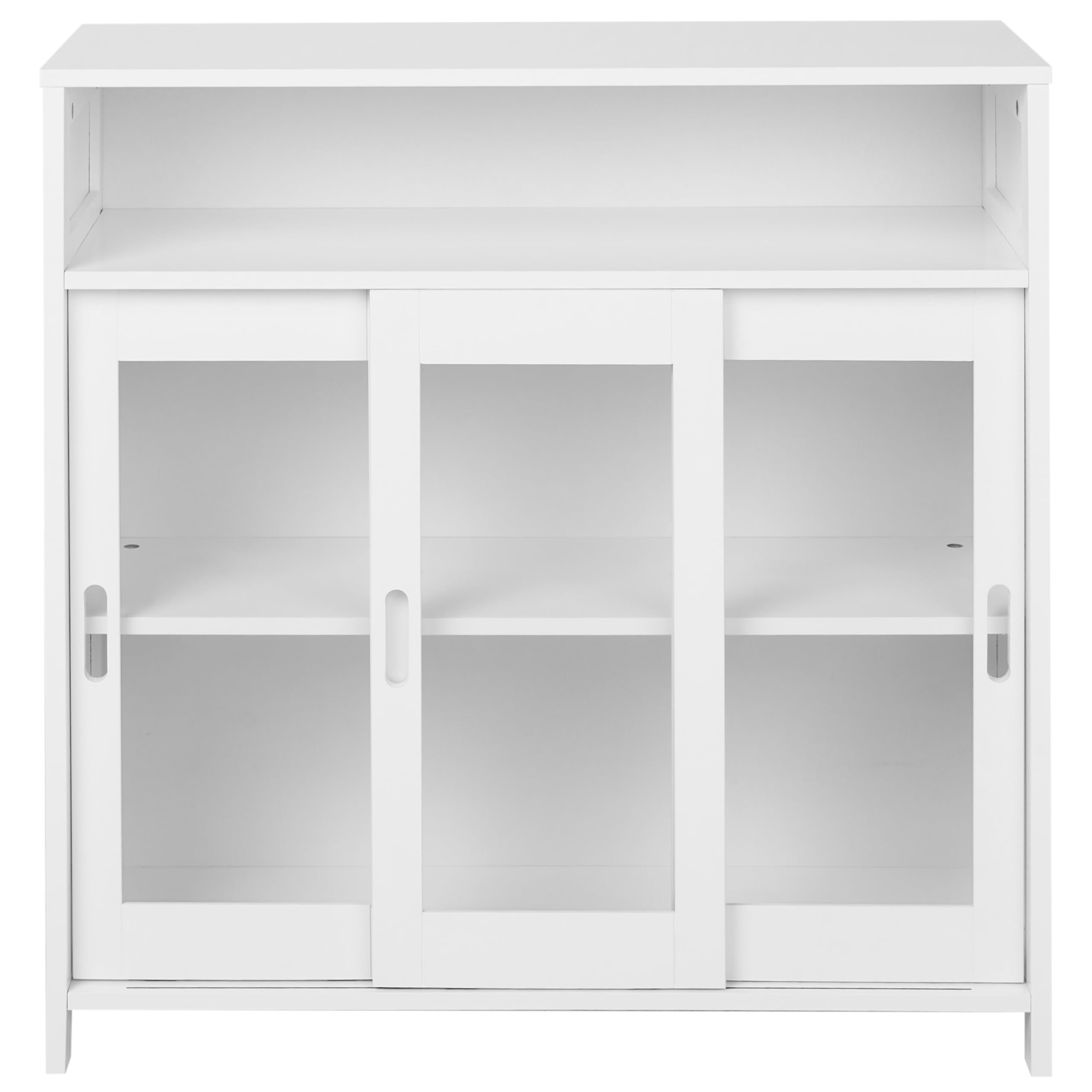 Beliani Vitrina Moderna salón Dormitorio Armario 3 Puertas Tablero MDF con Estante Superior Blanco Crabtree