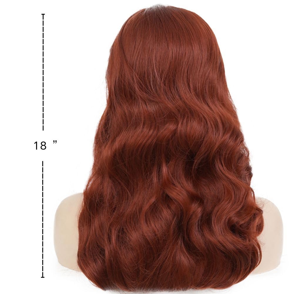 Rote Lockig Vintage Perücken für Damen Lange Fingerwelle Perücke Alte Hollywood Cosplay Retro Haar Perücke für 1920er Jahre Party Halloween Kostüm Verwenden (Braun Rote)