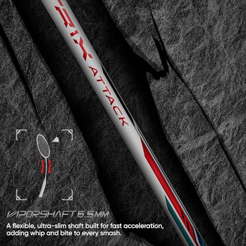 Image of Hundred Nitrix Attack | Ultra-Light Carbon Fibre Badminton Racket | Head-Heavy Power | Max Tension 32lbs | Flexible Shaft for Fast Swings | Intermediate /Advanced Level | Includes Full Cover