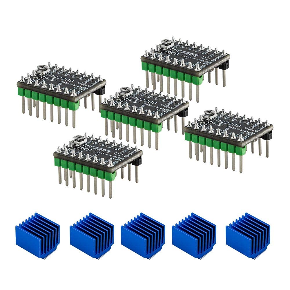 Stepper Motor Driver TMC2209 Stepstick Stepper with Heat Sink Screwdriver for 3D Printer Ramps1.4 MKS SGEN-L, 5 Pcs
