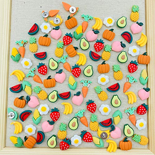 50 PCS Decorative Push pins,Cork Board Tacks,Bulletin Board Tacks,Thumb Tacks Decorative for Photo Wall, CorkBoard, Office Organization, Maps or Home (Fruits)