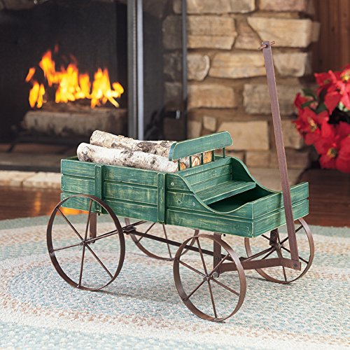 Amish Wagon Decorative Indoor/Outdoor Garden Backyard Planter, Green
