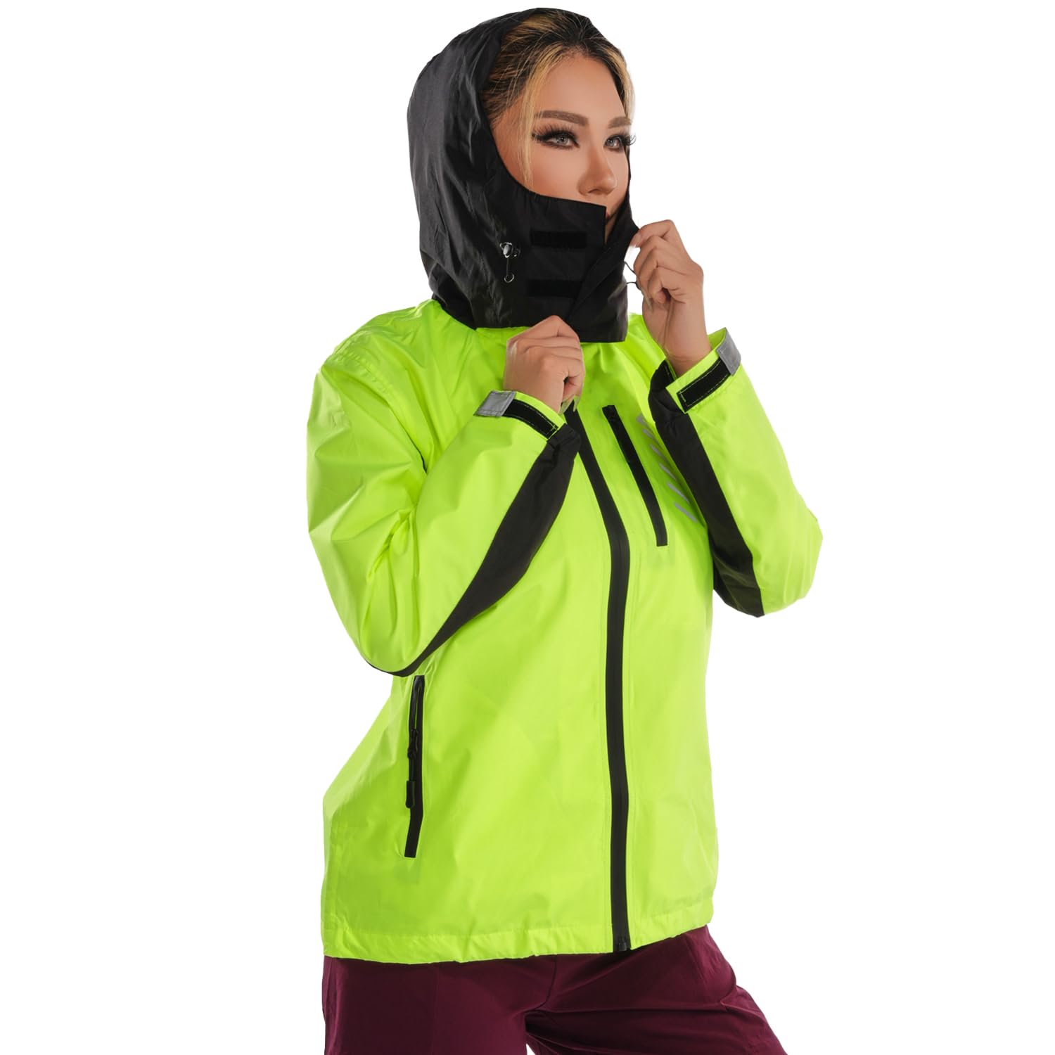 Lo.gas Veste de Cyclisme Femme,Veste de Vélo Femme Imperméable 10,000mmH20 et Respirant avec Réfléchissante et Capuche