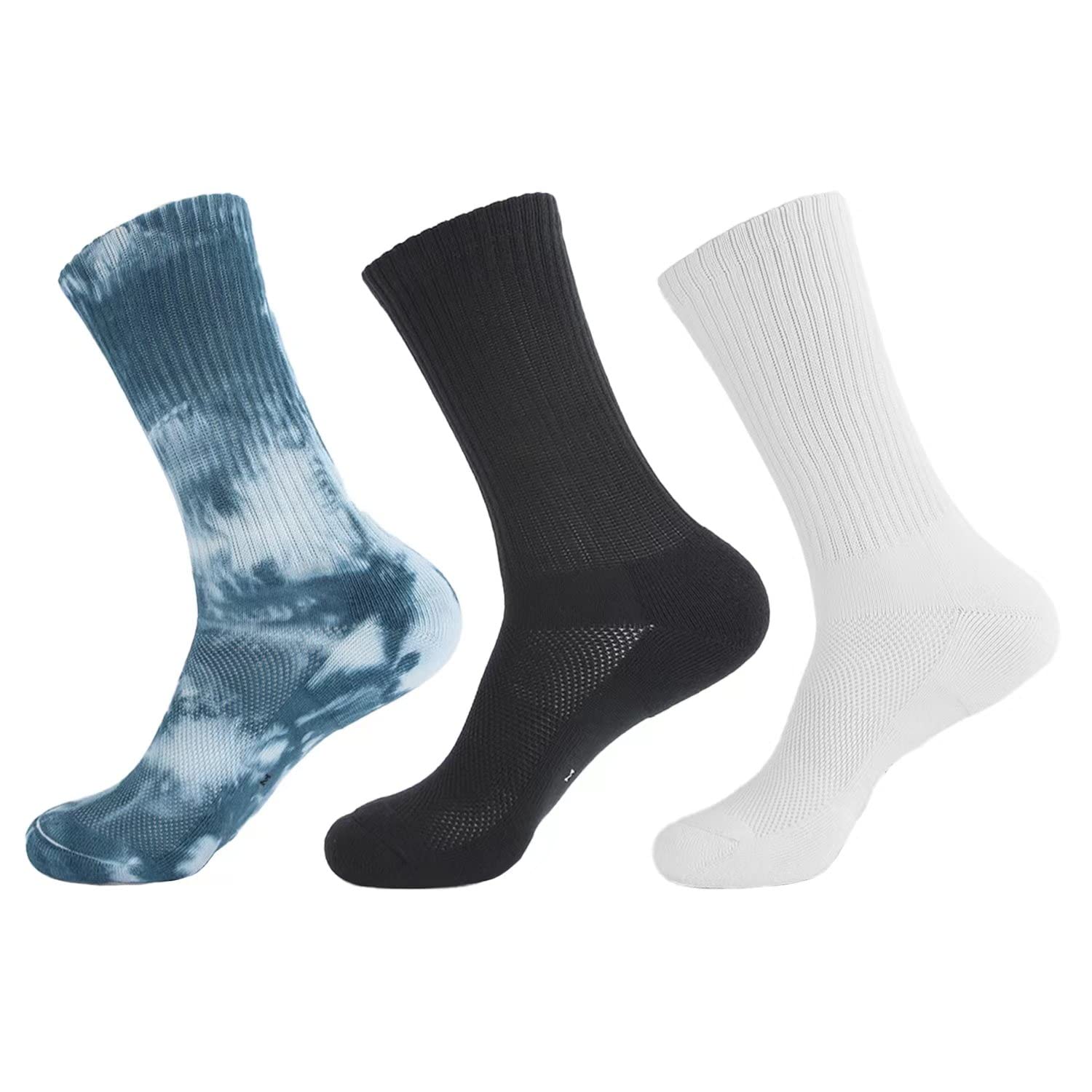 7DayOtterMen's Odor-resistant Socks, Crew Mesh Socks for Sport Running, Hiking Work, and Casual Athletic Wear