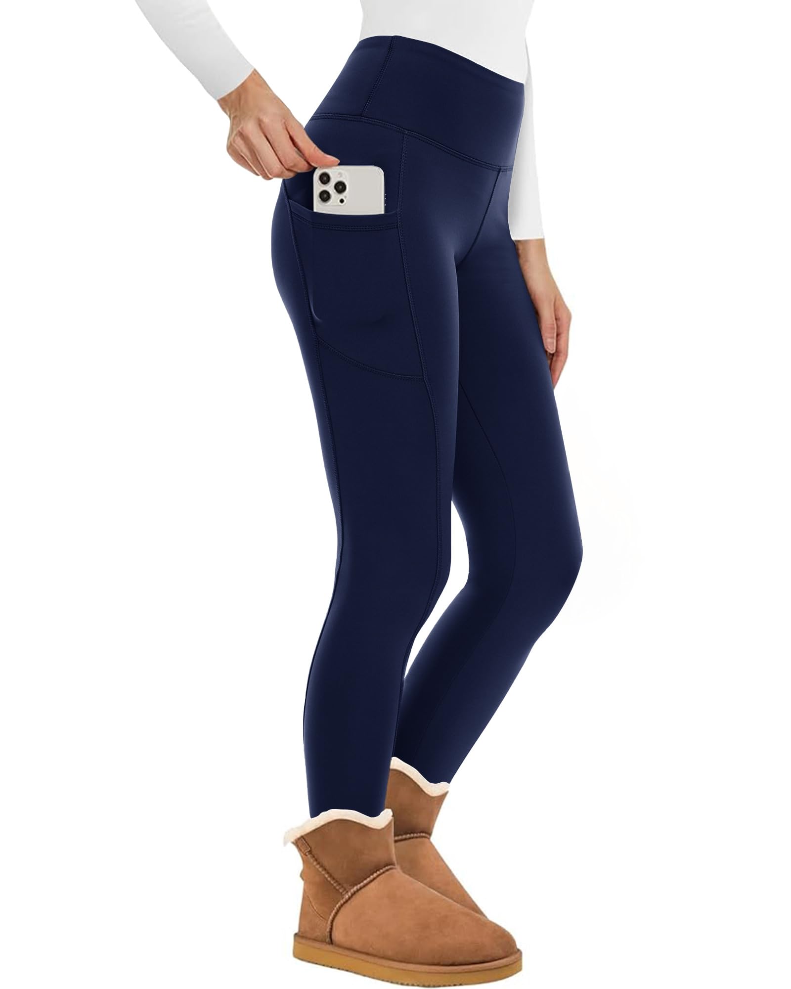 NexiEpoch Fleece Lined Leggings Women - High Waisted Winter Yoga Pants Tummy Control Soft Thermal Warm for Hiking Workout