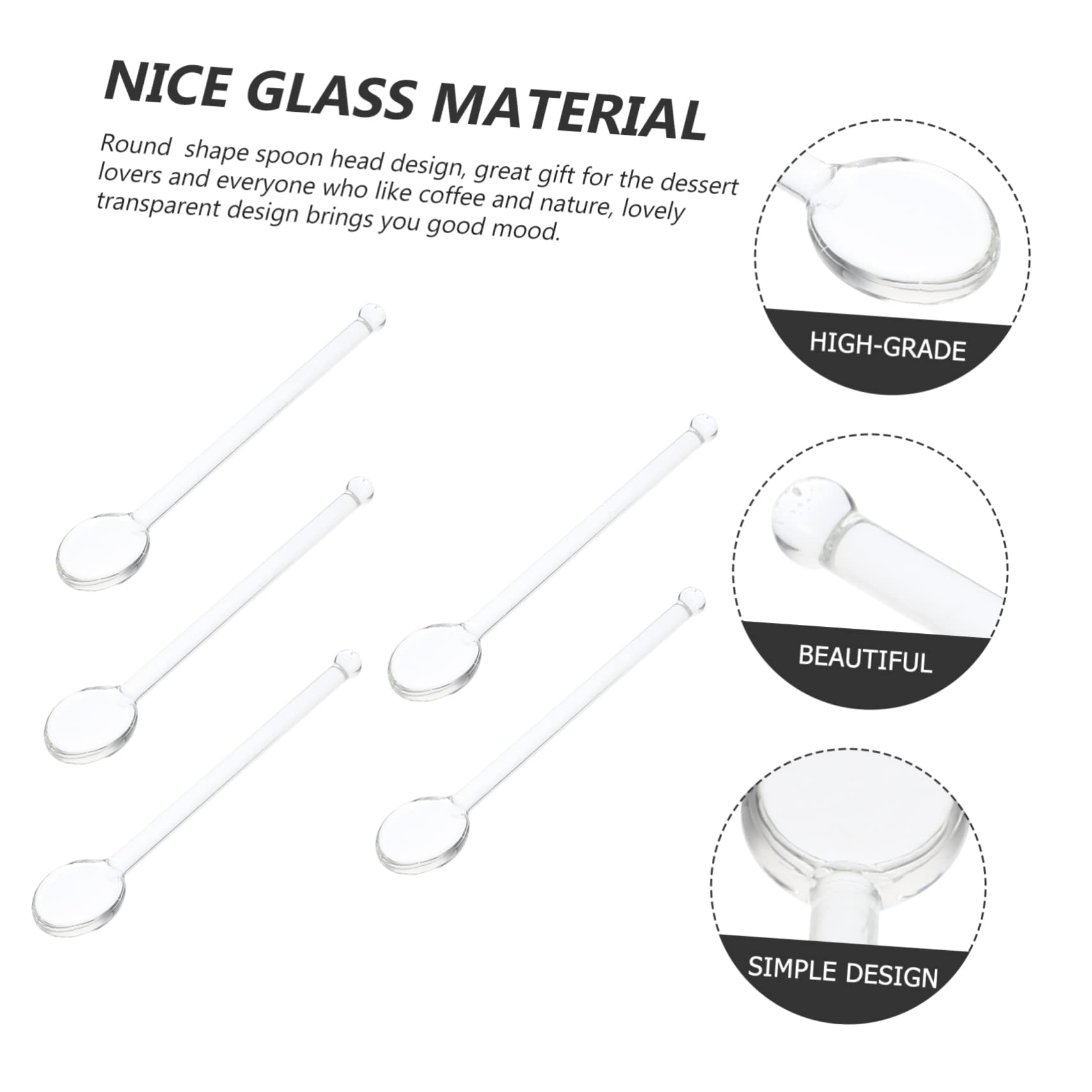 Ciieeo 15 Piezas Cuchara alta en borosilicato cucharas de condimentos de mesa cucharas de cafe agitador de café espresso cucharas agitadoras cuchara de vidrio familiar