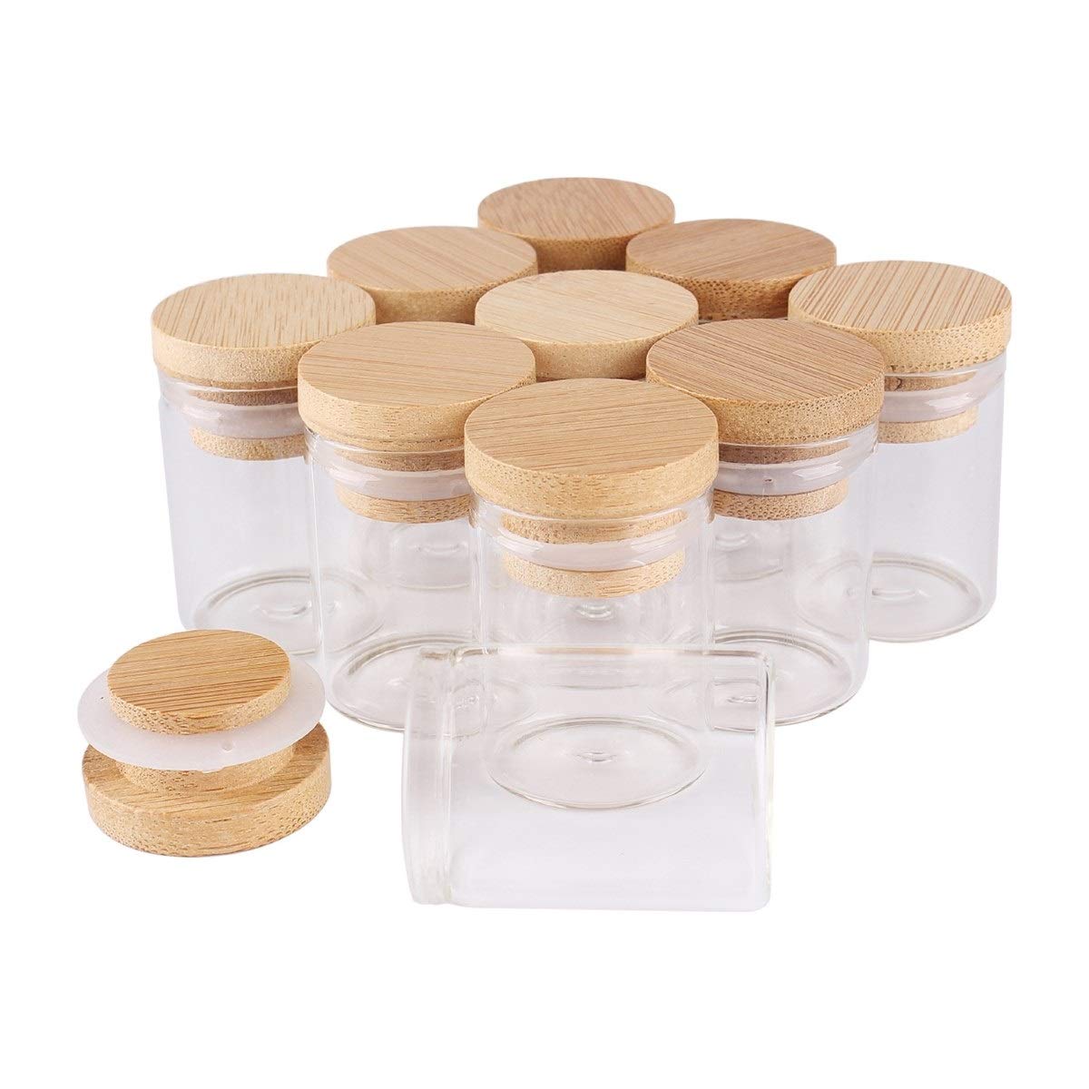 ZHaonan- pequeños tubos de ensayo, 24 piezas de tubos de ensayo de 15 ml 30 * 40 mm, con bambú tapas de vidrio Frascos de vidrio Frascos deseando la botella Bolttes Wish, for la boda hace el regalo ,