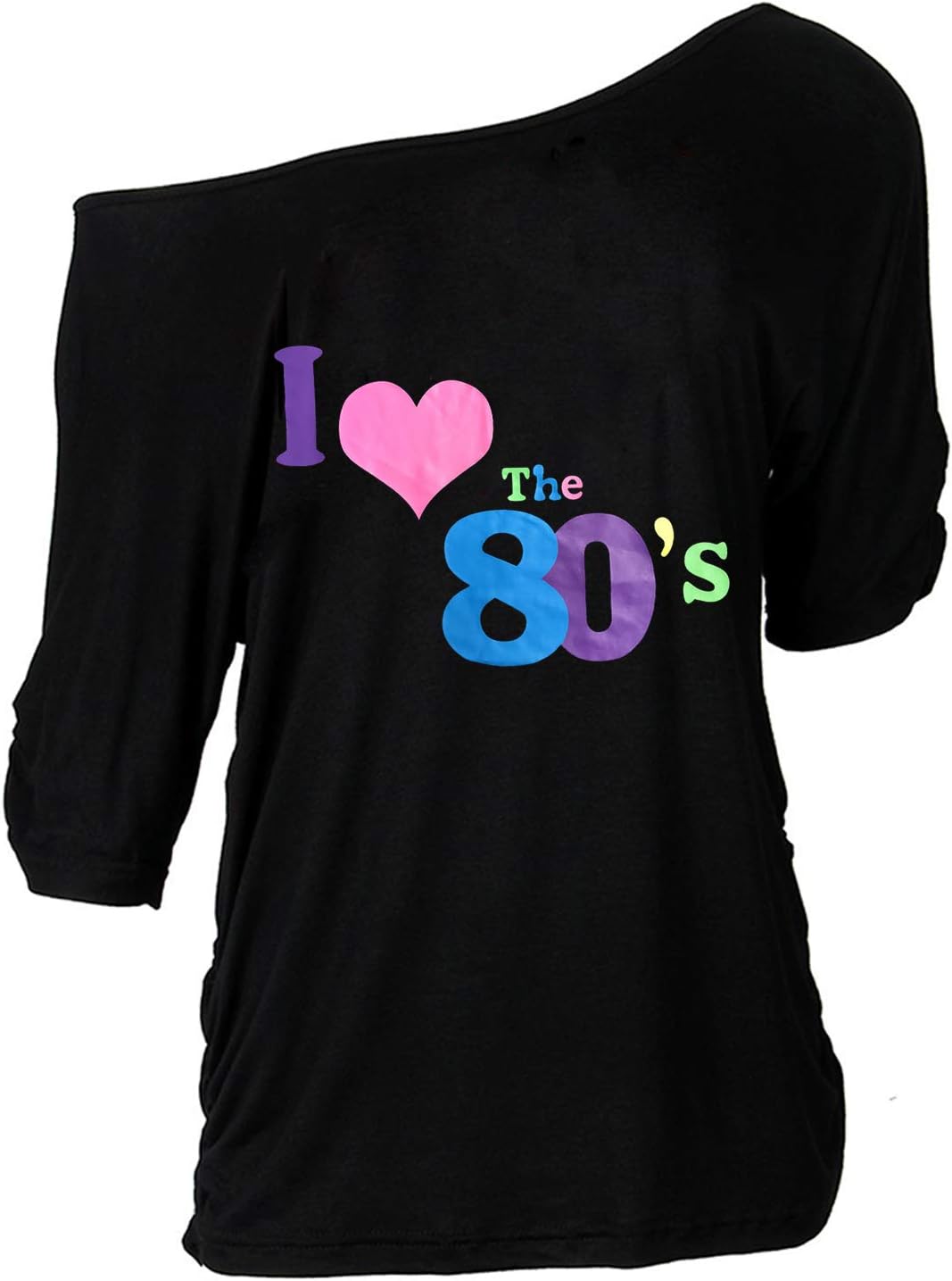 Halloween 80s Outfits Costume Accessories for Women,Off Shoulder T-Shirt for 80s - Image 2