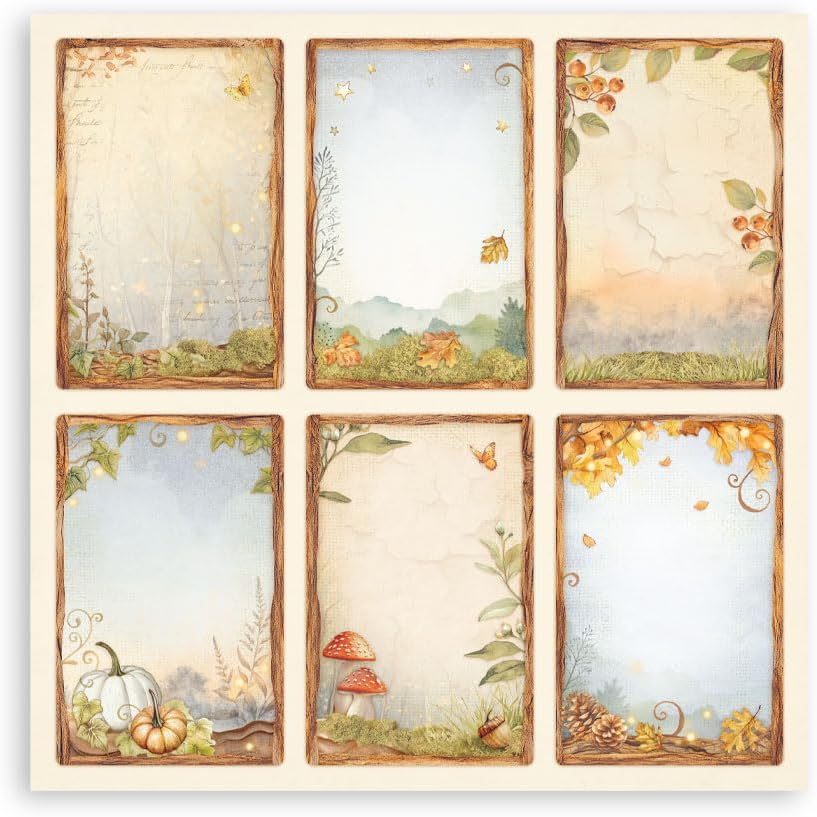 Stamperia - Scrapbook Paper Pad for Scrapbooking, Albums, Card Making, Bullet Journalling and More, Acid Free, Single Face, Perfect for Hobbies, Crafts, and Gifting (Whispering Woods) (20.3 x 20.3 cm)