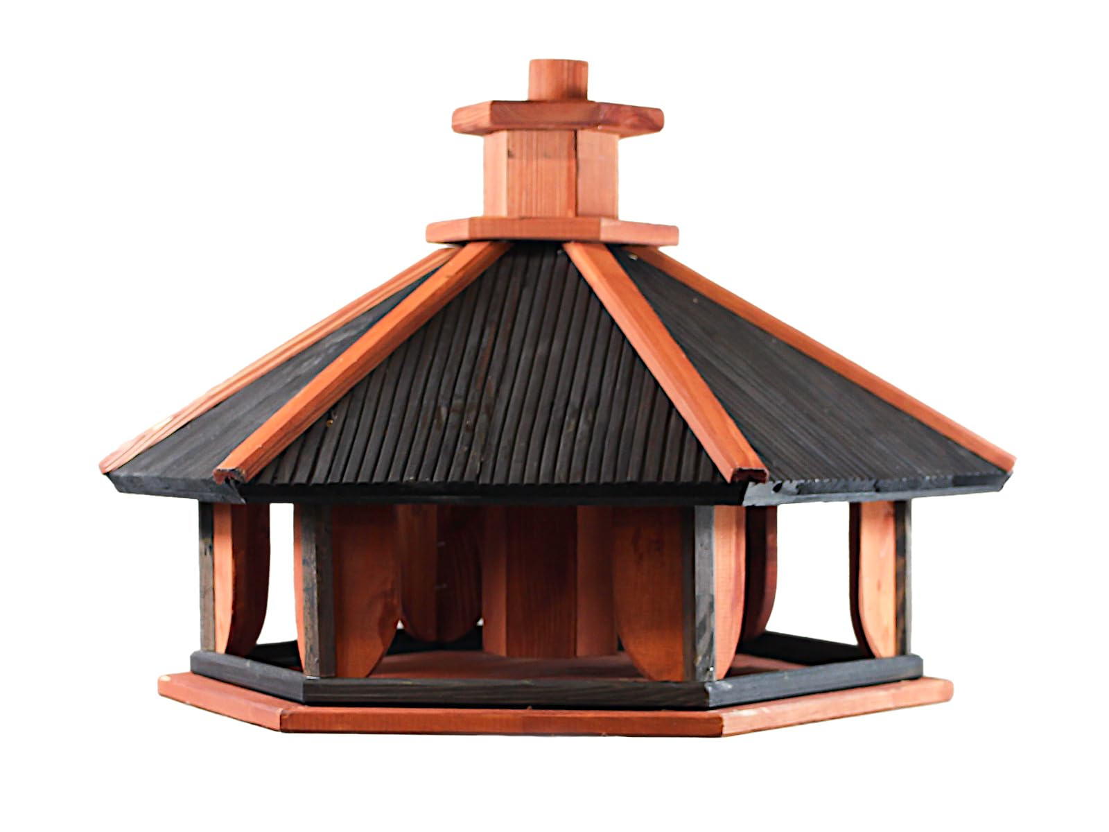 Wooden Bird House, Bird House, Nesting Box with Stand (Red/Grey, L) — image 1