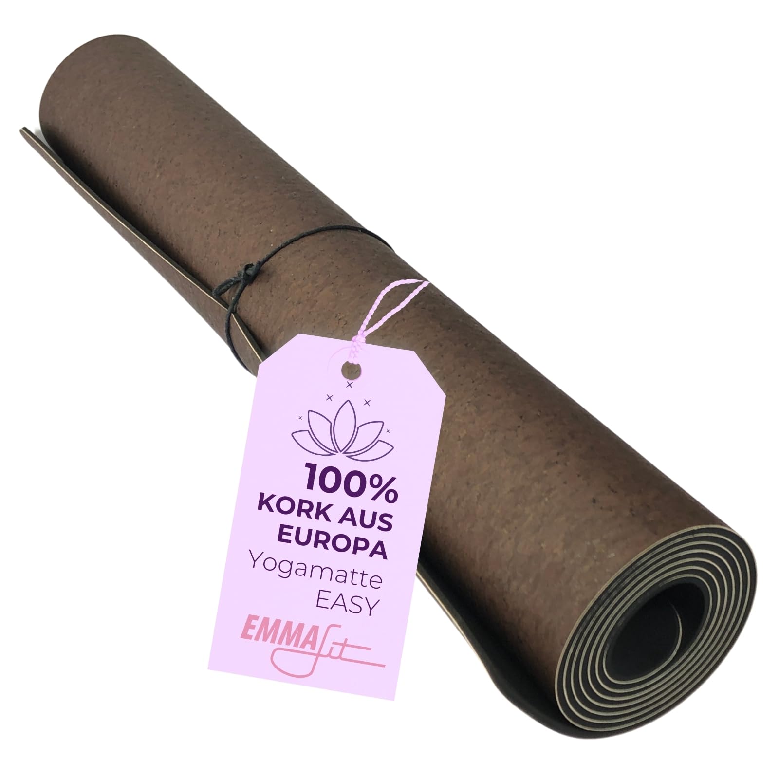 EMMAfit Kork Fitnessmatte I 183 x 65cm I rutschfeste Matte mit Naturkorkoberfläche für Yoga, Pilates & Gymnastik I hygienisch & umweltfreundlich I nachhaltige & langlebige Yoga-Matte