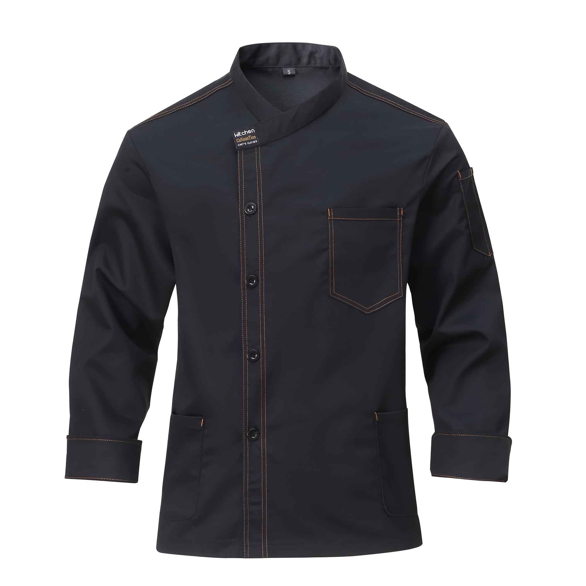 Uomo Cuoco a Maniche Lunghe Giacca Unisex Giacca Cuoco Professionale Chef Uniforme con I Bottoni per Panetteria Ristorante Lavoro