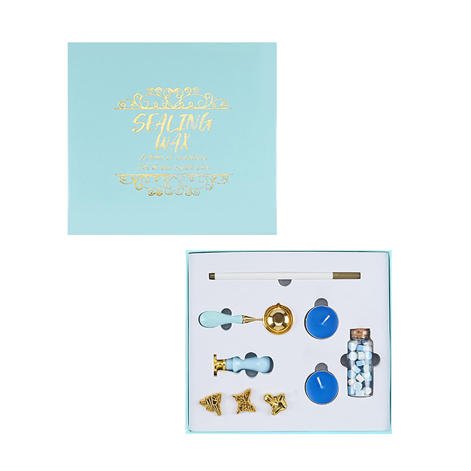 Yhplxyuus Wood Handle Seal Stamp Seal Beads Melting Spoon and Set for Envelope Card Party Invitation Wedding Supplies Holiday Greeting Card