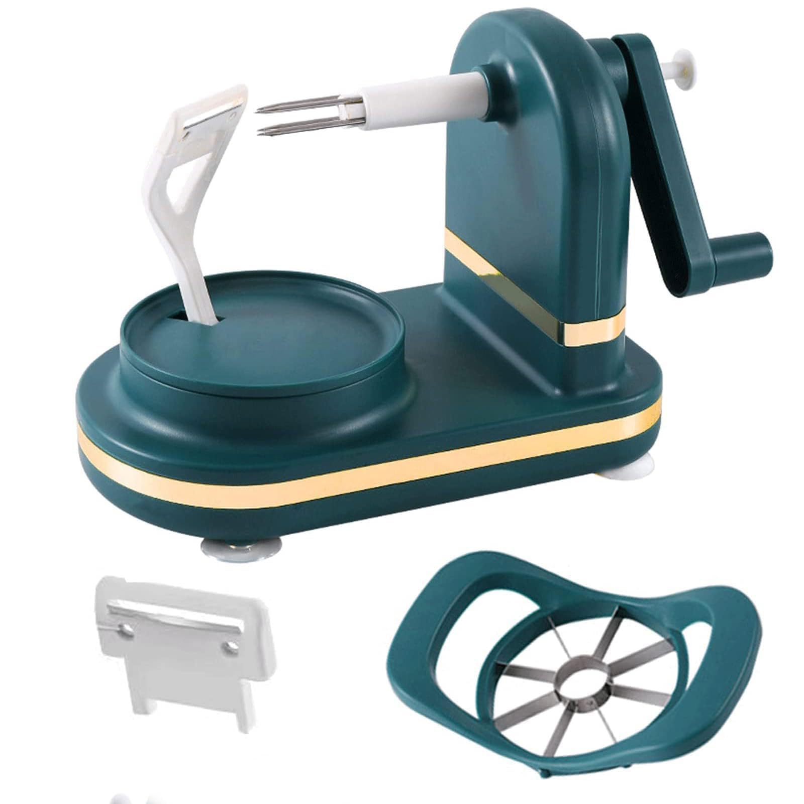 MALSSE Hand Operated Rotating Peeler with Steel Slicers Corer for Fruits Vegetables Kitchen Tool Manual Rotating Kitchen Peeler Machine