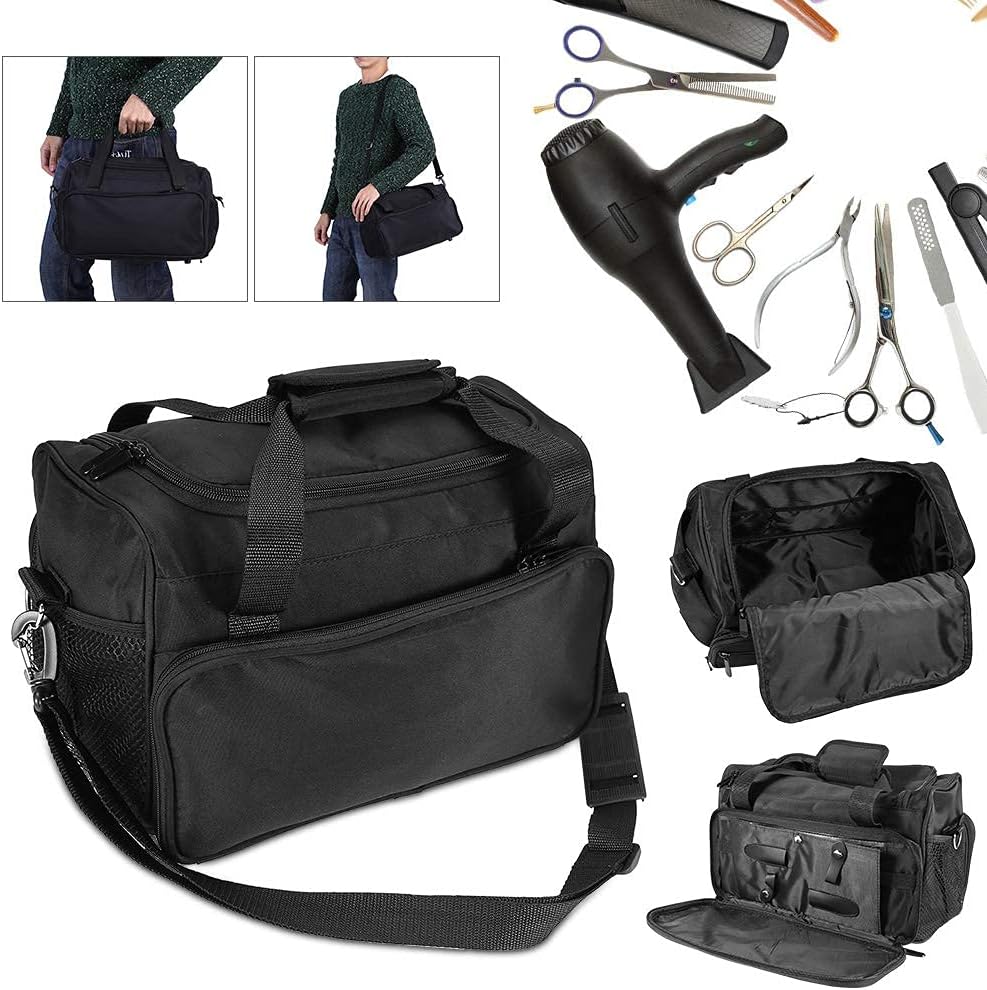 Pongnas Salon Barber Tool Bag, Portable Travel Case for Hair Styling Scissors Comb Trimmer Clipper, 13.8 x 7.9 x 9.4inch