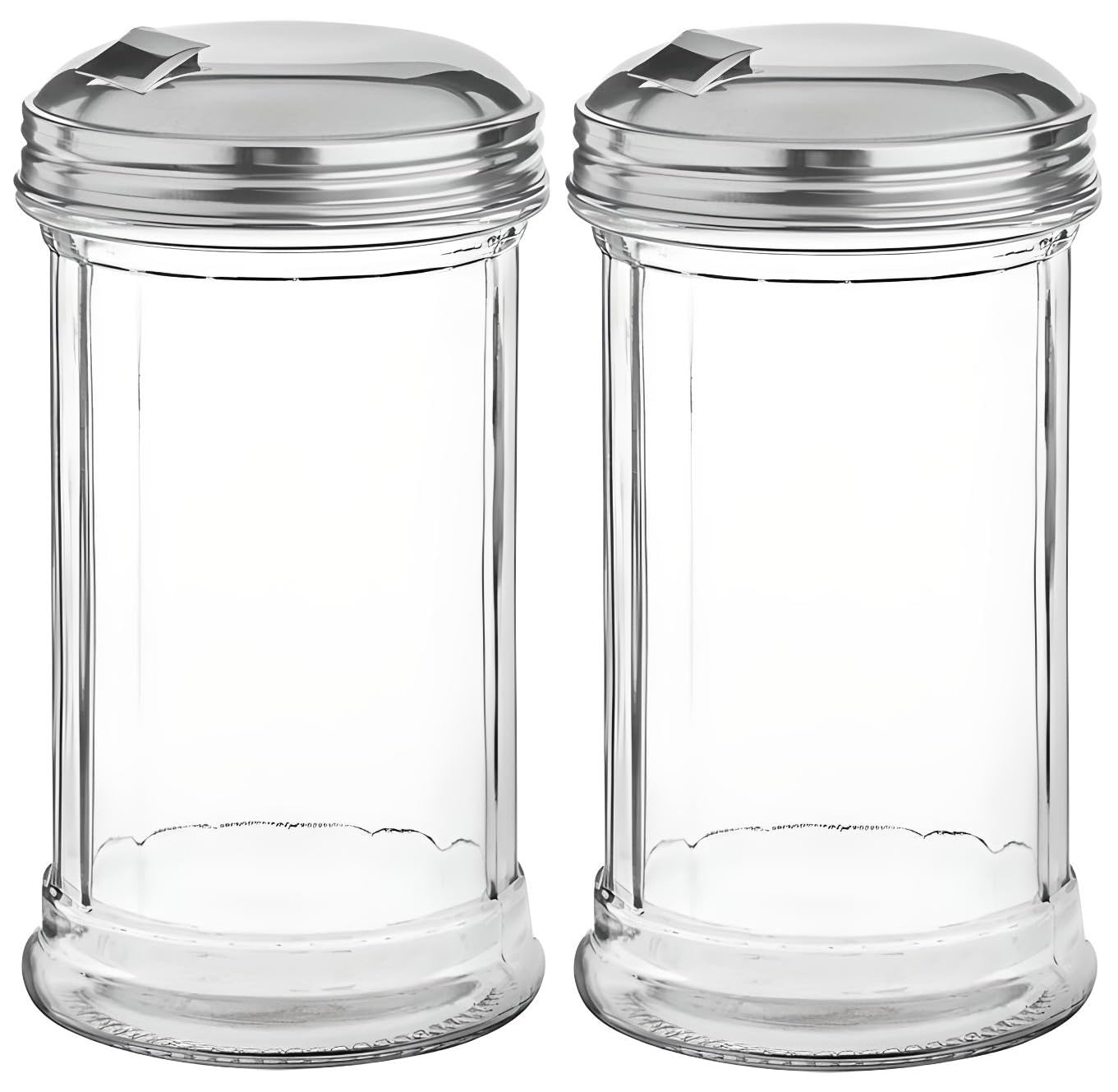 OCS Parts 5.75-Inch Retro Glass Sugar Pourers | Set of 2 | 12 Ounce Pourers for Sugars, Spices, and Rubs