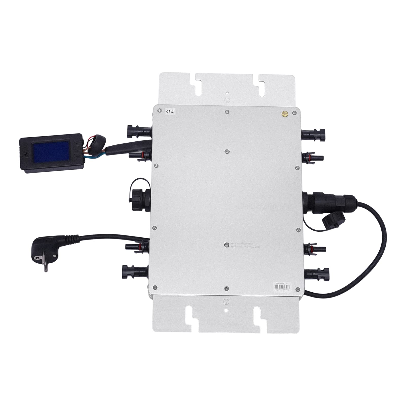 Solar Wechselrichter Mikro Wechselrichter Wasserdichter Netzbinder Wechselrichter PV Solar Grid Tie Micro Inverter Modul LCD Anzeige Elektrische Isolierung 1200W (Silver)