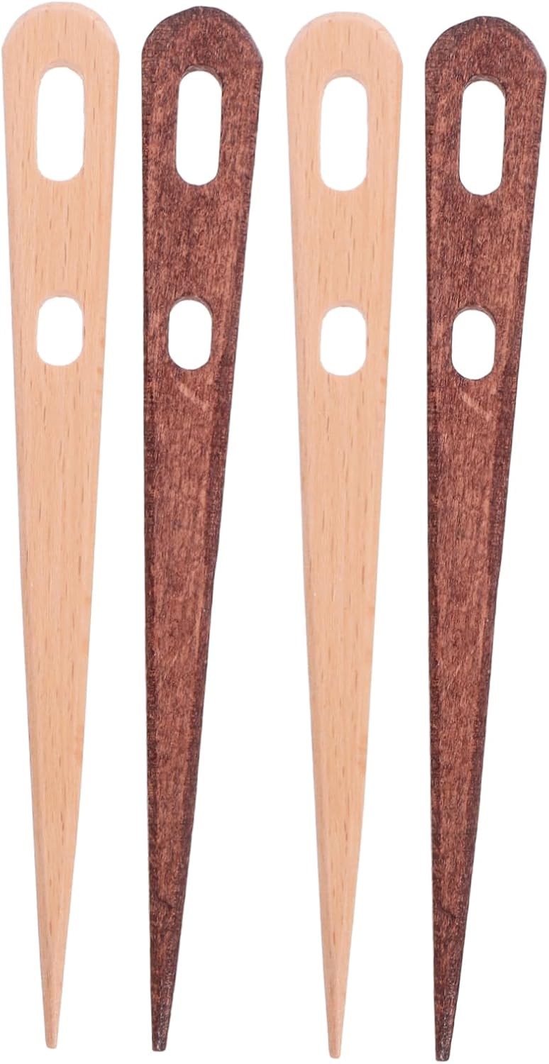 Angoily 4pcs Wooden Weaving Needle Big Eye Knitting Needles for Tapestry Weaving Crochet Knitting Tools DIY Tapestry Braider Craft Tools for Sweater Scarf Handmade Projects