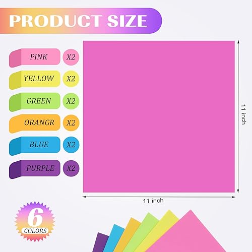 Miniatura 2 de Zubebe 12 blocs de notas adhesivas grandes de 11 x 11 pulgadas, colores brillantes gigantes, bloc de notas autoadhesivas, notas cuadradas para