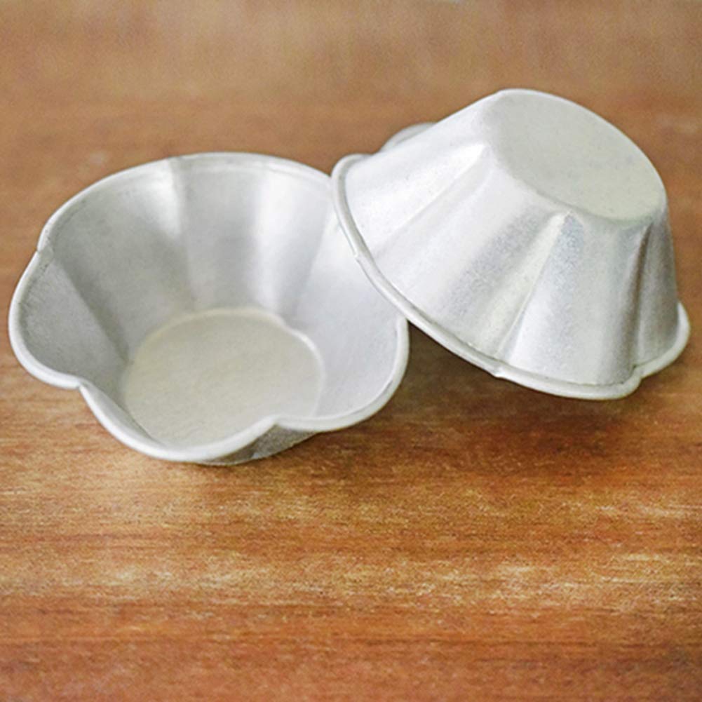 50 moldes de flores para hornear, mini Pie Pan Cupcake moldes para pasteles, pudding, moldes reutilizables